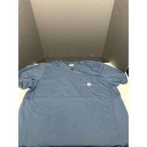 Carhartt Scrub Top‎ Mens 3XL Shirt Short Sleeve Navy Blue Modern Fit